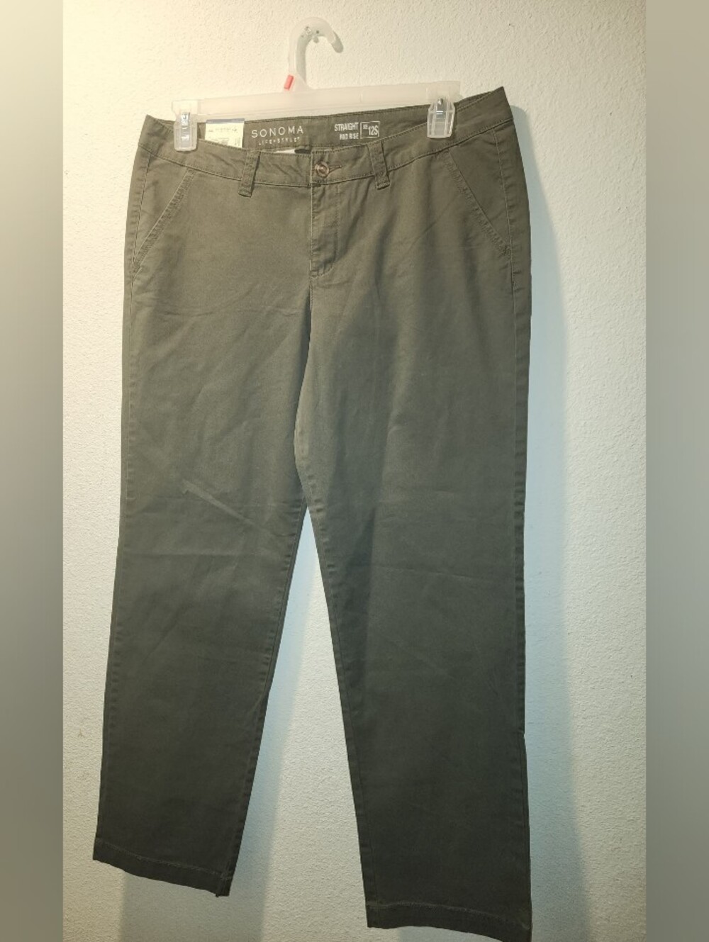 Sonoma Life + Style Straight Mid Rise Pants 12S Olive Green